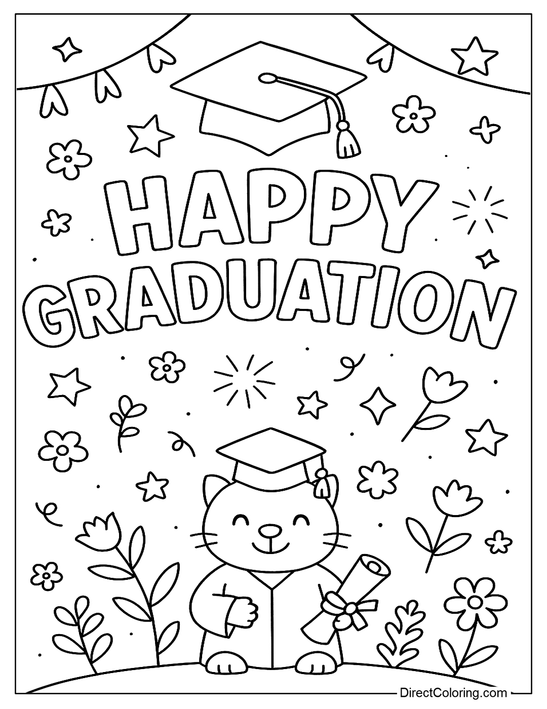 Happy Graduation Coloring Page